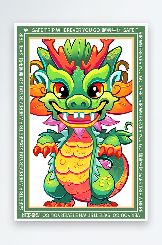 龙年地垫图案卡通龙素材图片-众图网