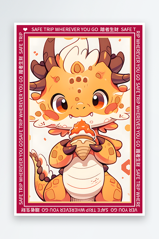 龙年地垫图案卡通龙素材图片-众图网