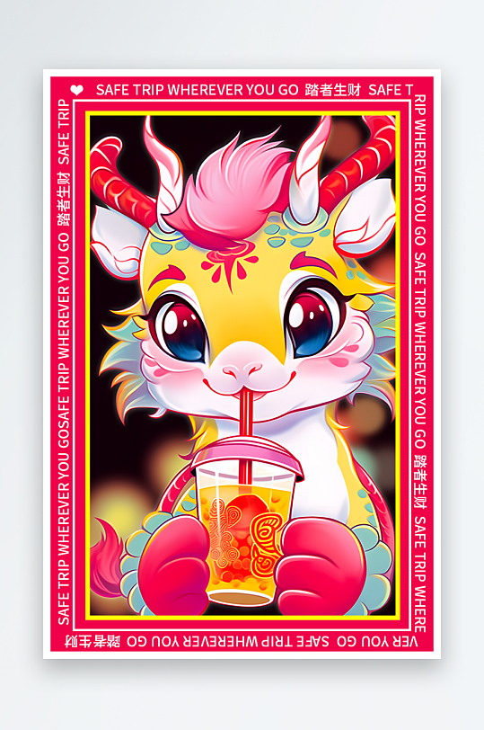 龙年地垫图案卡通龙素材图片-众图网