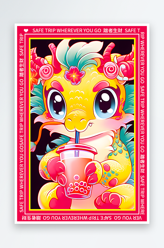 龙年地垫图案卡通龙素材图片-众图网