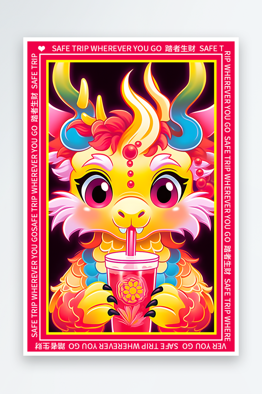 龙年地垫图案卡通龙素材图片素材
