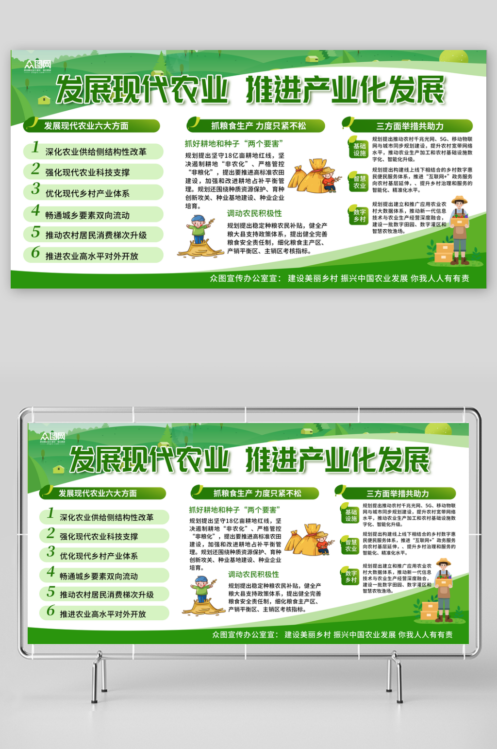 绿色生态农村培育发展现代农业产业展板素材