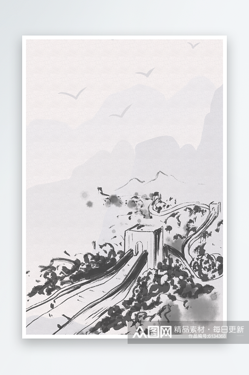 中国风水墨山水古典背景素材