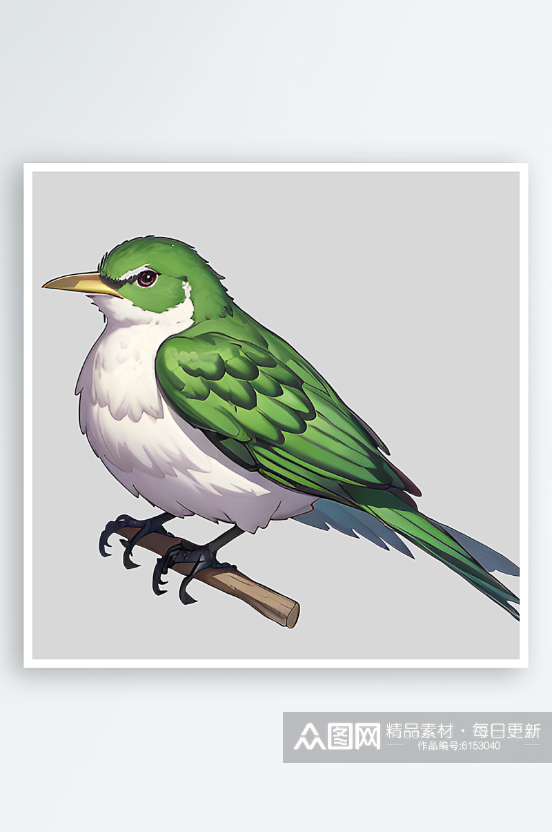 绿色鸟雀鸟类数字艺术免抠素材素材
