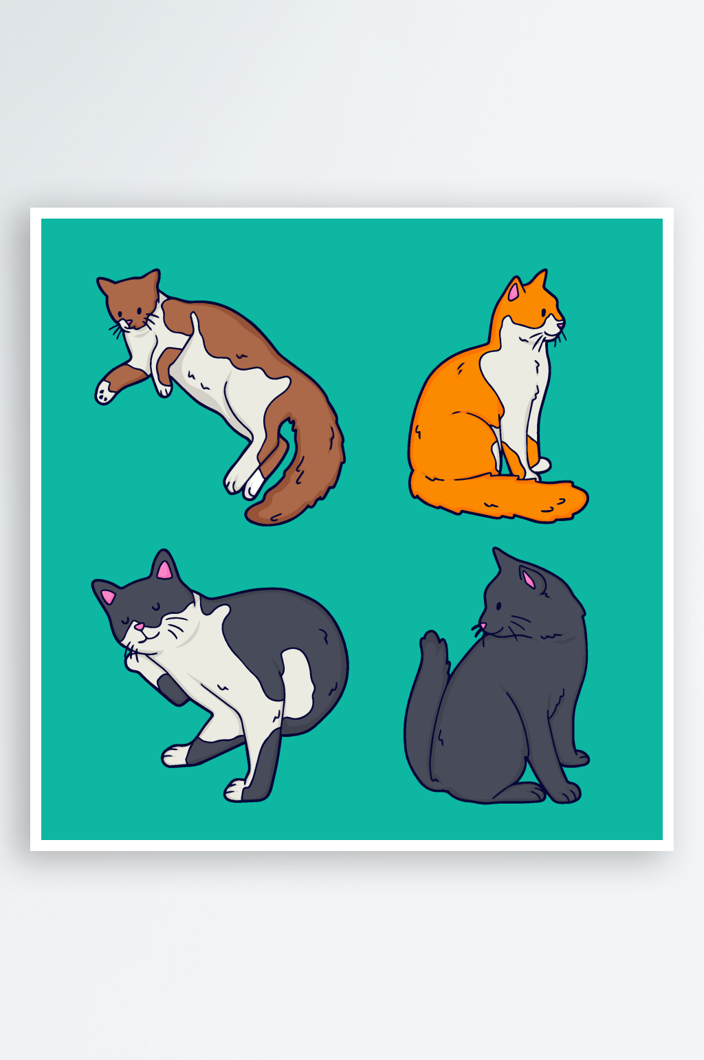 手绘猫咪矢量插画素材