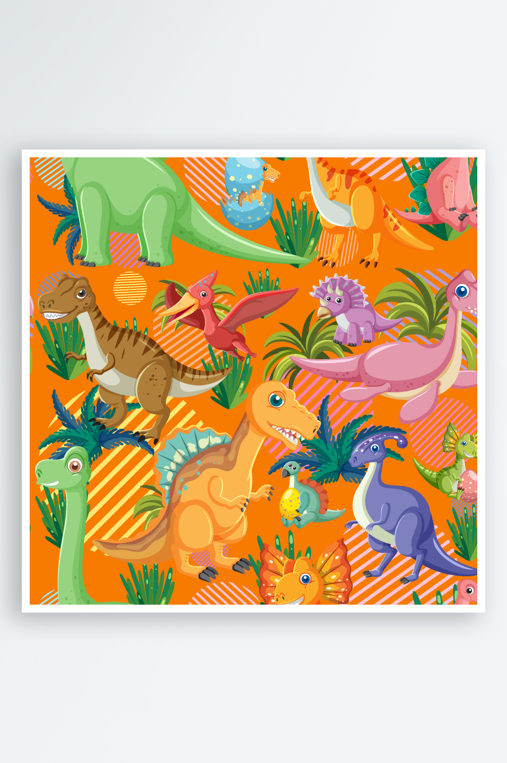 可爱卡通恐龙矢量插画素材