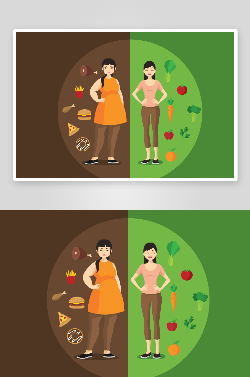 减肥人物矢量插画素材