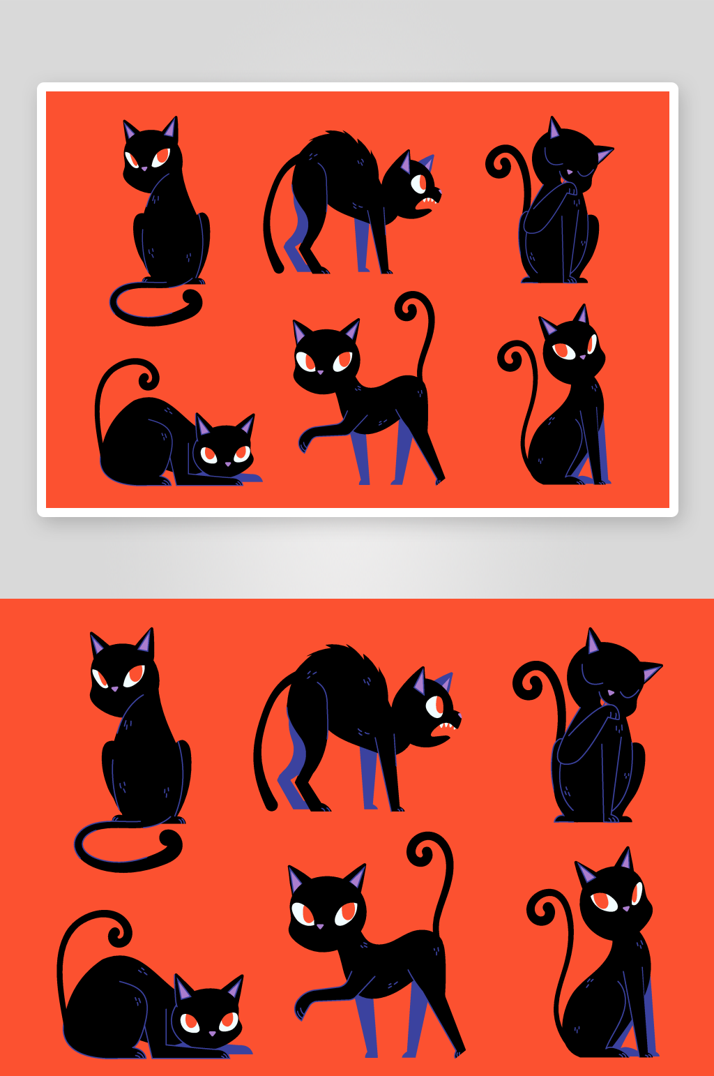 黑色卡通猫咪矢量插画素材