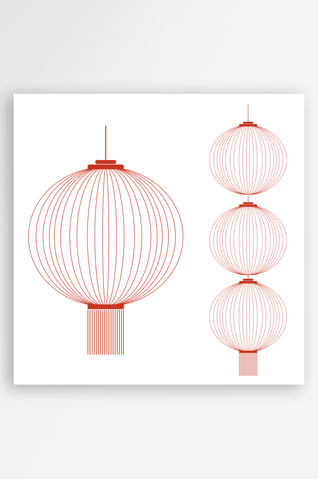 红色喜庆中国风春节描边灯笼素材