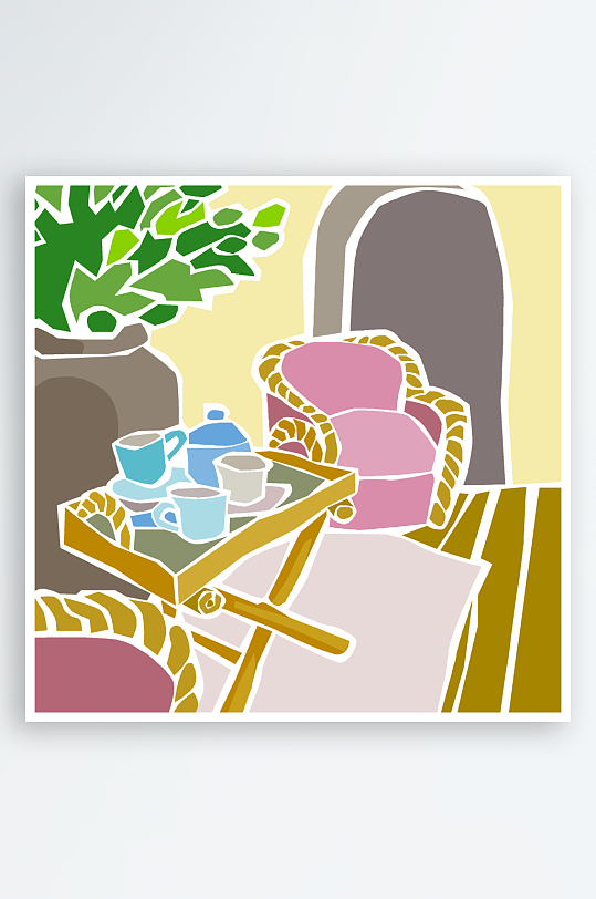 美式复古庭院插画
