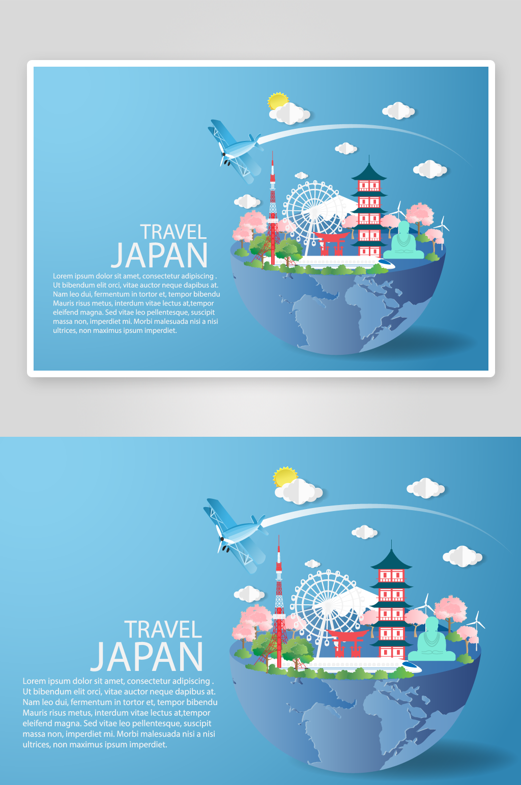 矢量日本旅行插画素材