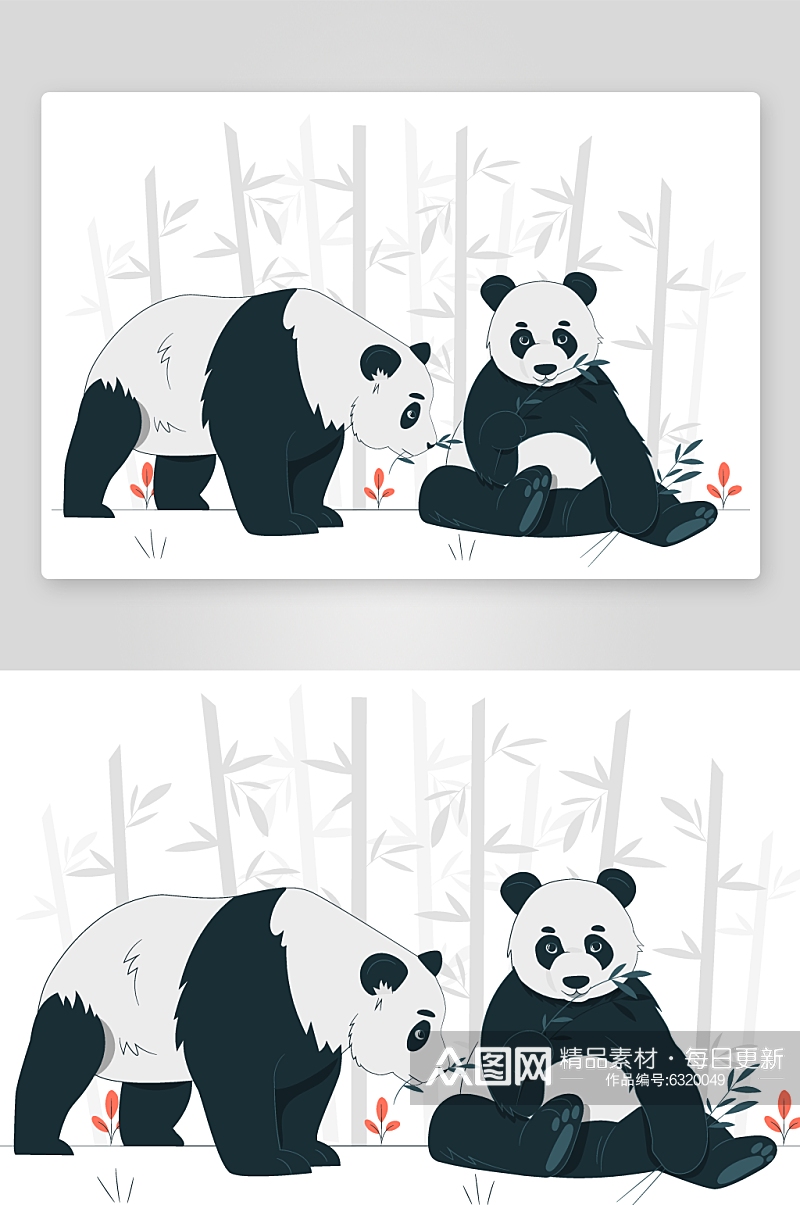 矢量可爱熊猫插画素材