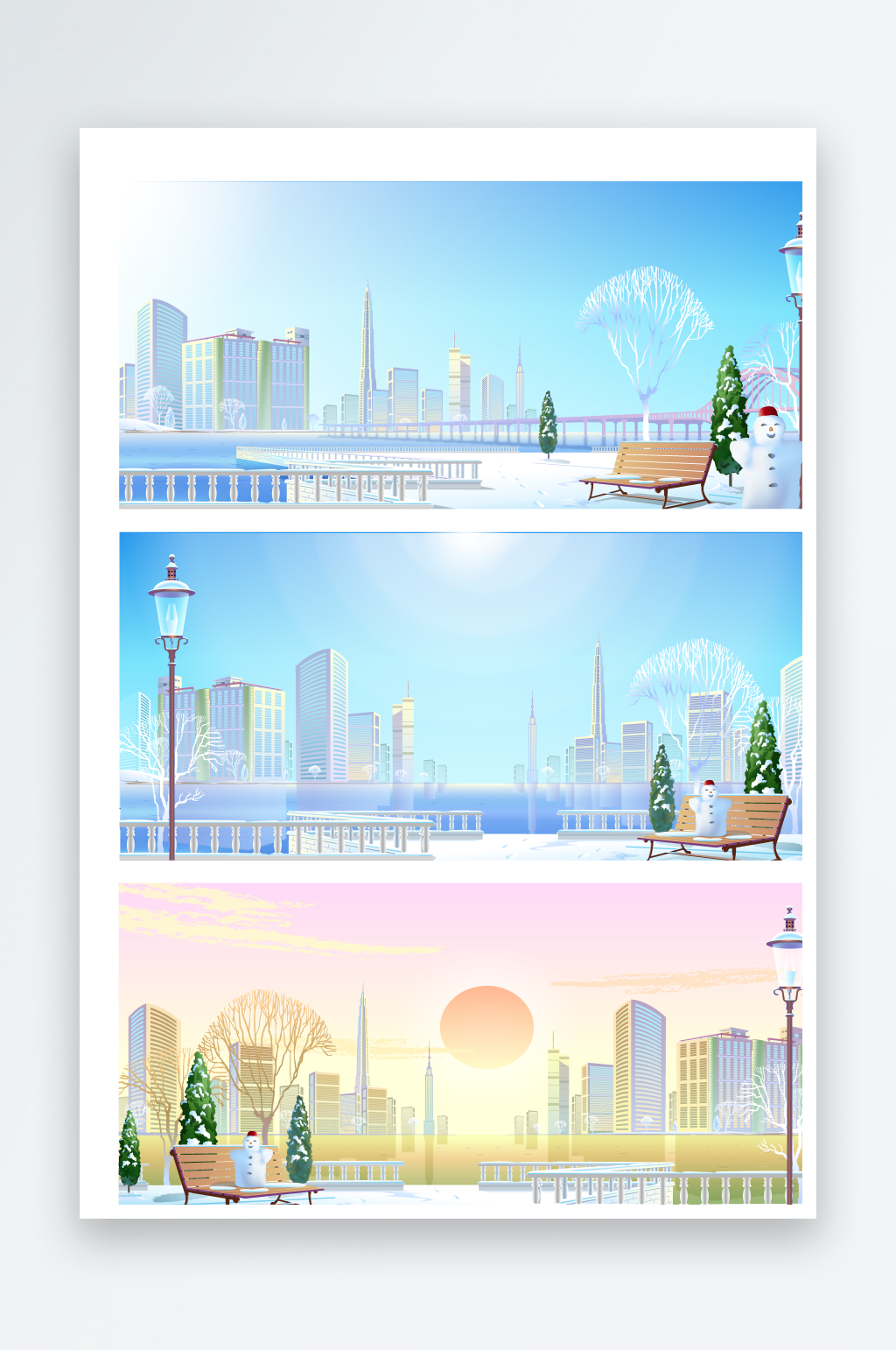 海边沙滩海景唯美插画素材