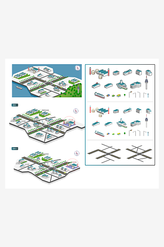 矢量建筑地图插画