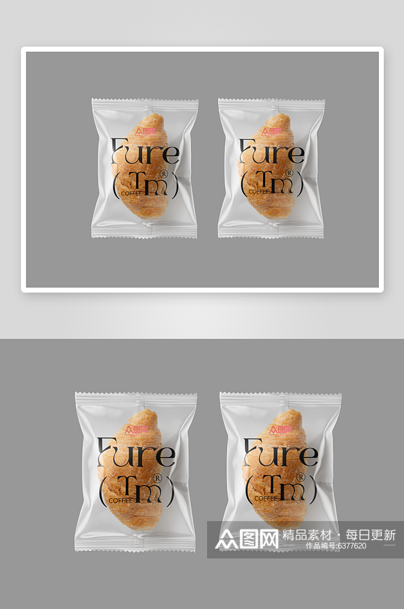 高端透明面包透明食品袋包装样机素材