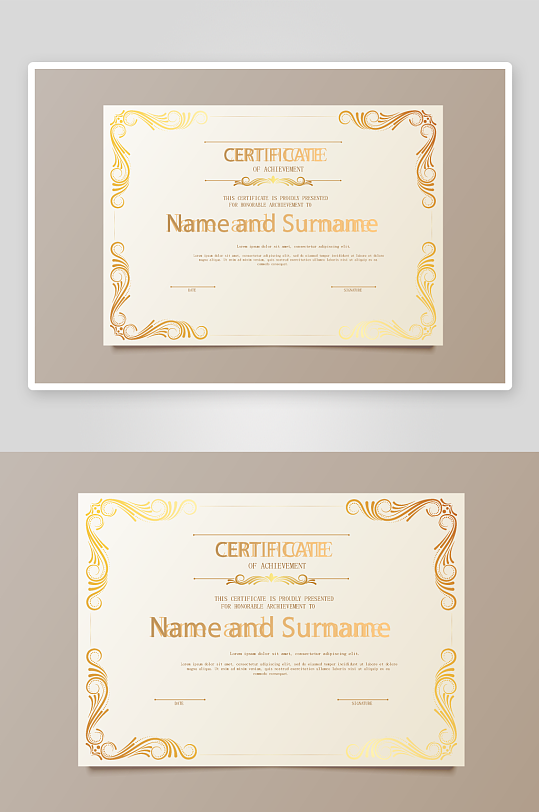 清新风荣誉证书模板-众图网