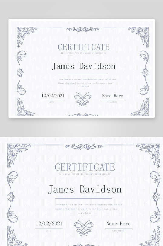 清新风荣誉证书模板-众图网