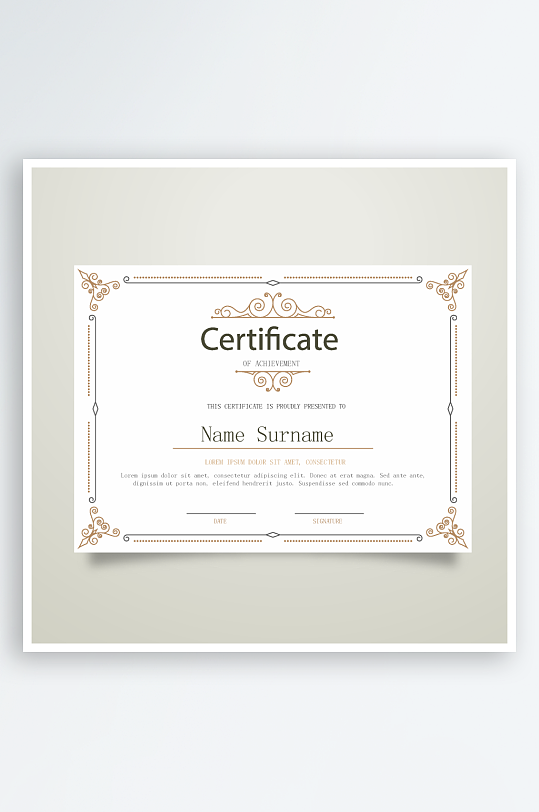 清新风荣誉证书模板-众图网