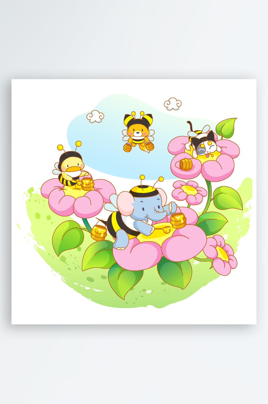 卡通海景动物风景画素材