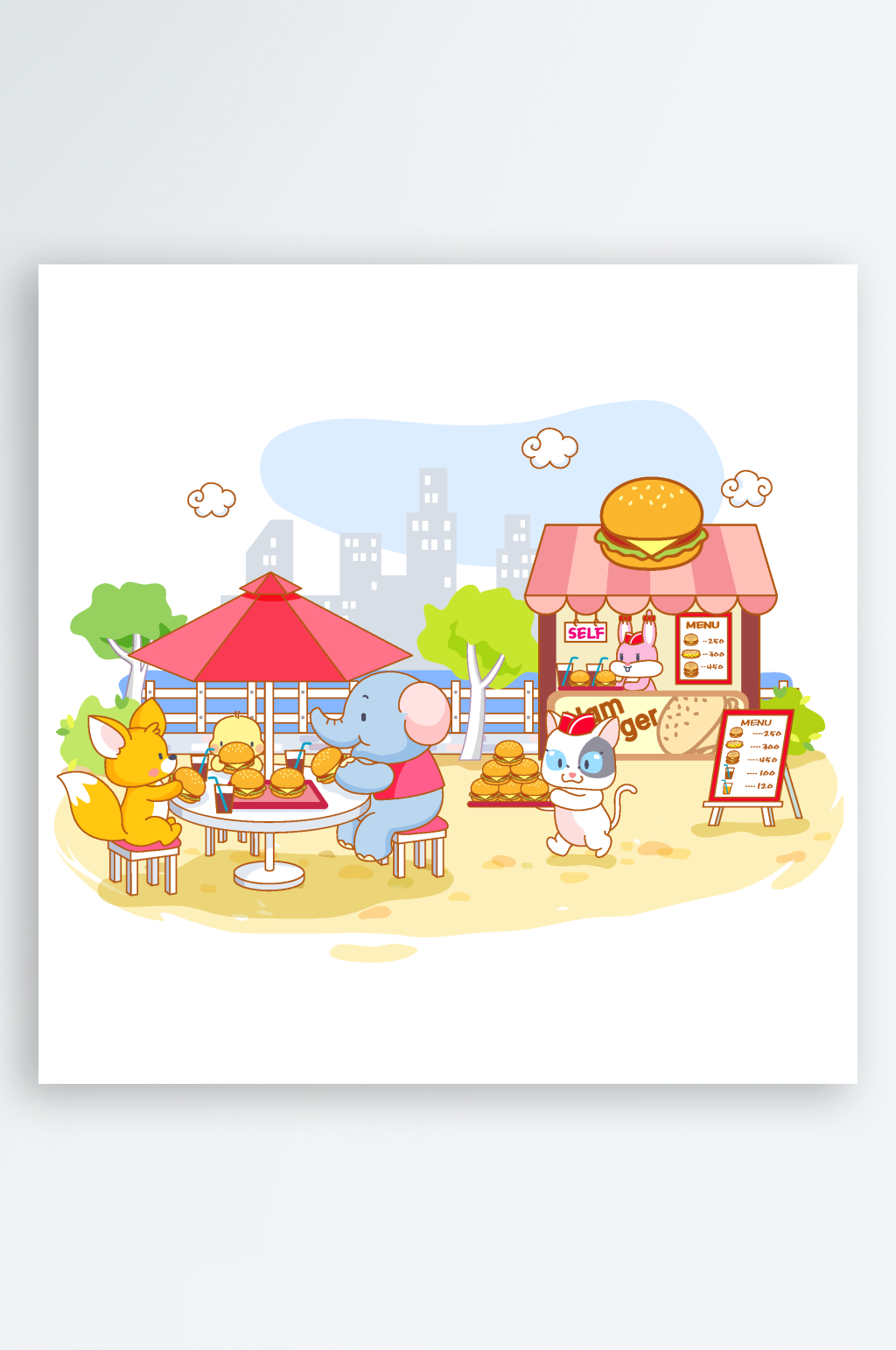 卡通海景动物风景画素材