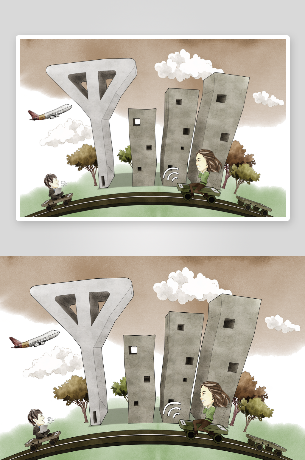 金融科技人物插画装饰画素材