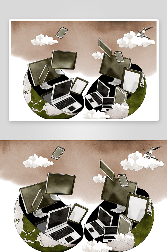 金融科技人物插畫裝飾畫