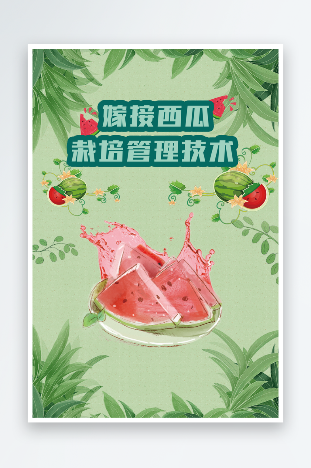 嫁接西瓜栽培管理农业技术海报素材