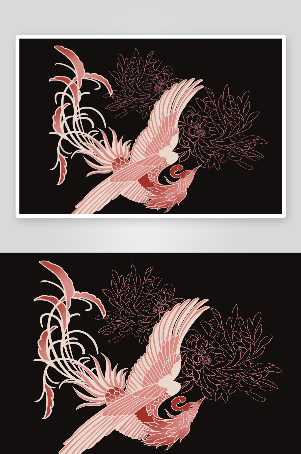 红色手绘凤凰插画素材