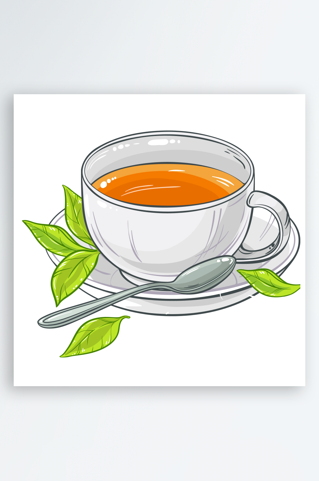 一杯绿茶矢量插画素材