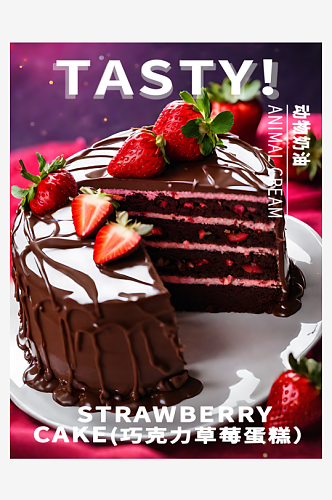 巧克力草莓蛋糕美食海报