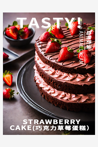 巧克力草莓蛋糕美食海报