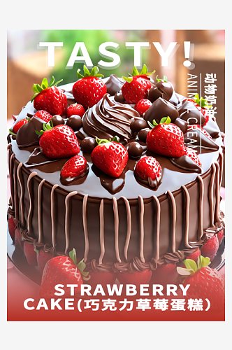 巧克力草莓蛋糕优惠海报