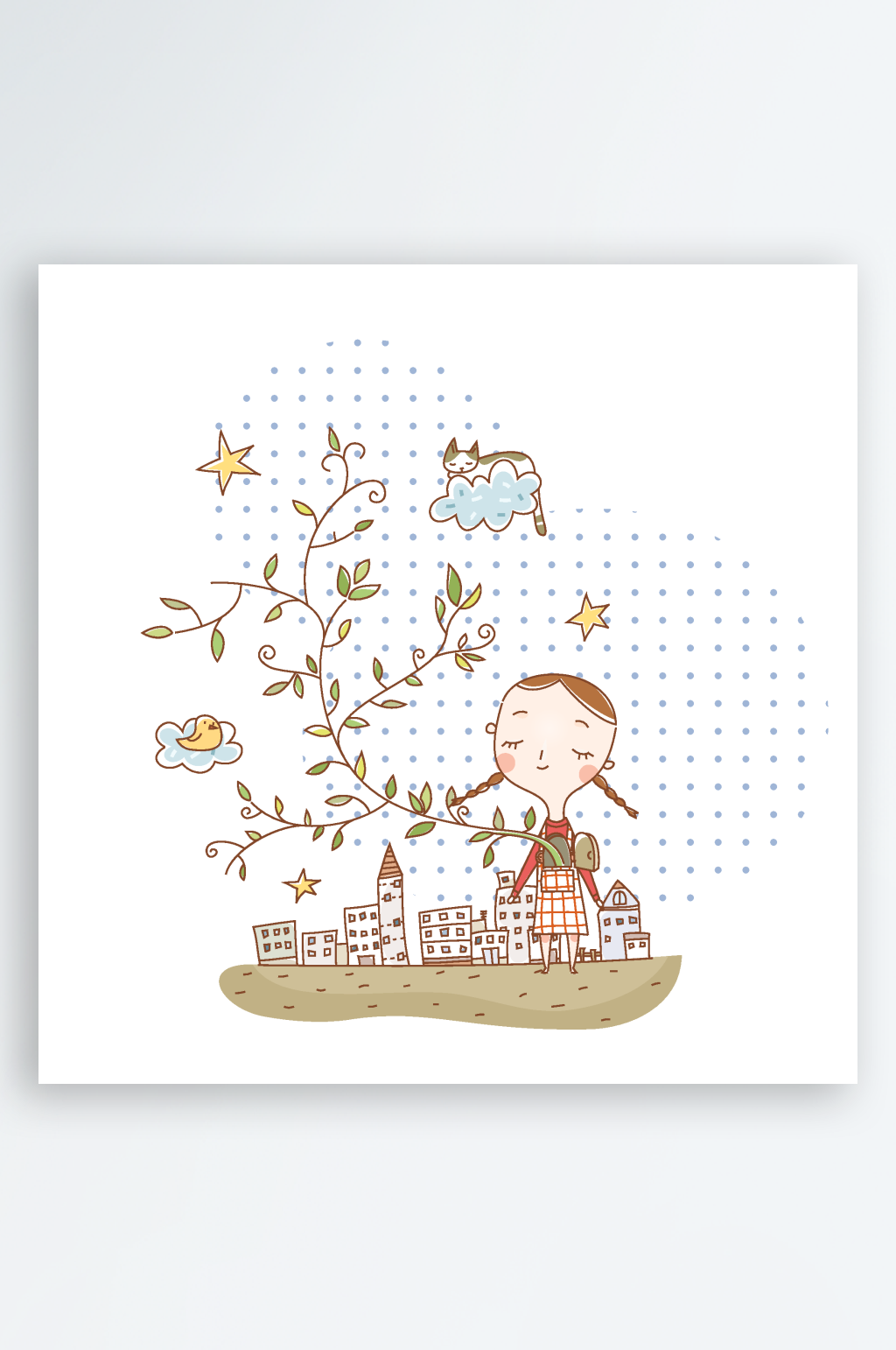 卡通学生儿童矢量插画素材