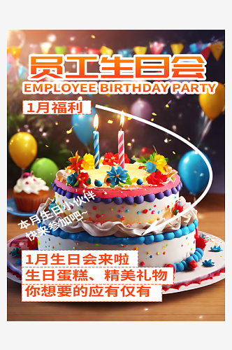 员工生日会宣传海报