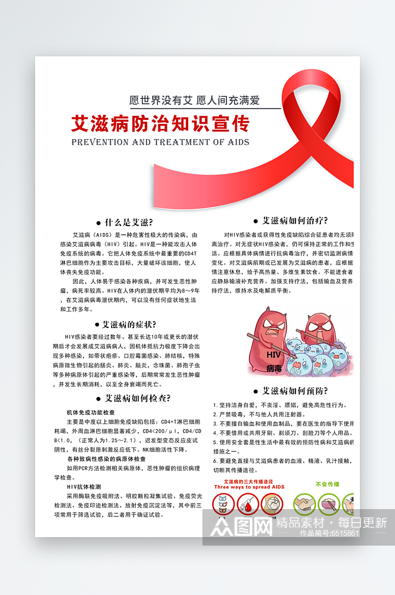 艾滋病防治知识宣传单页素材