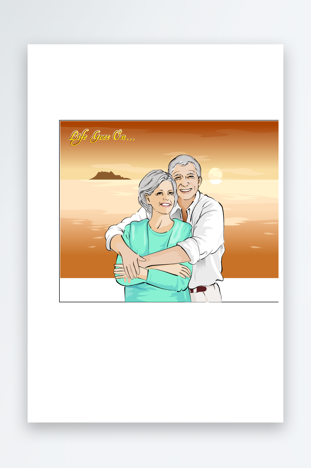 韩国恩爱老年夫妻日常插画素材