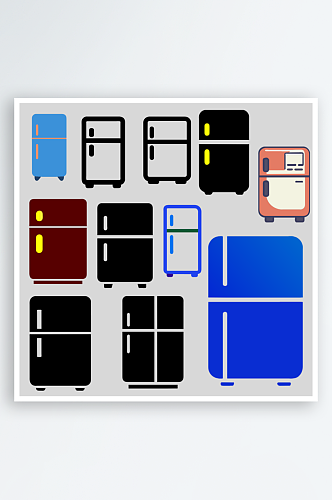 矢量冰箱图标可爱简笔画风格免抠图小元素