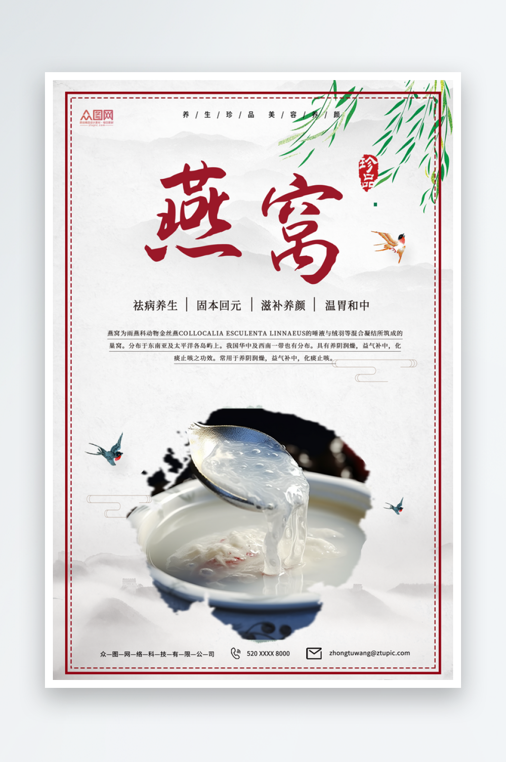 简约大气燕窝滋补养生海报素材