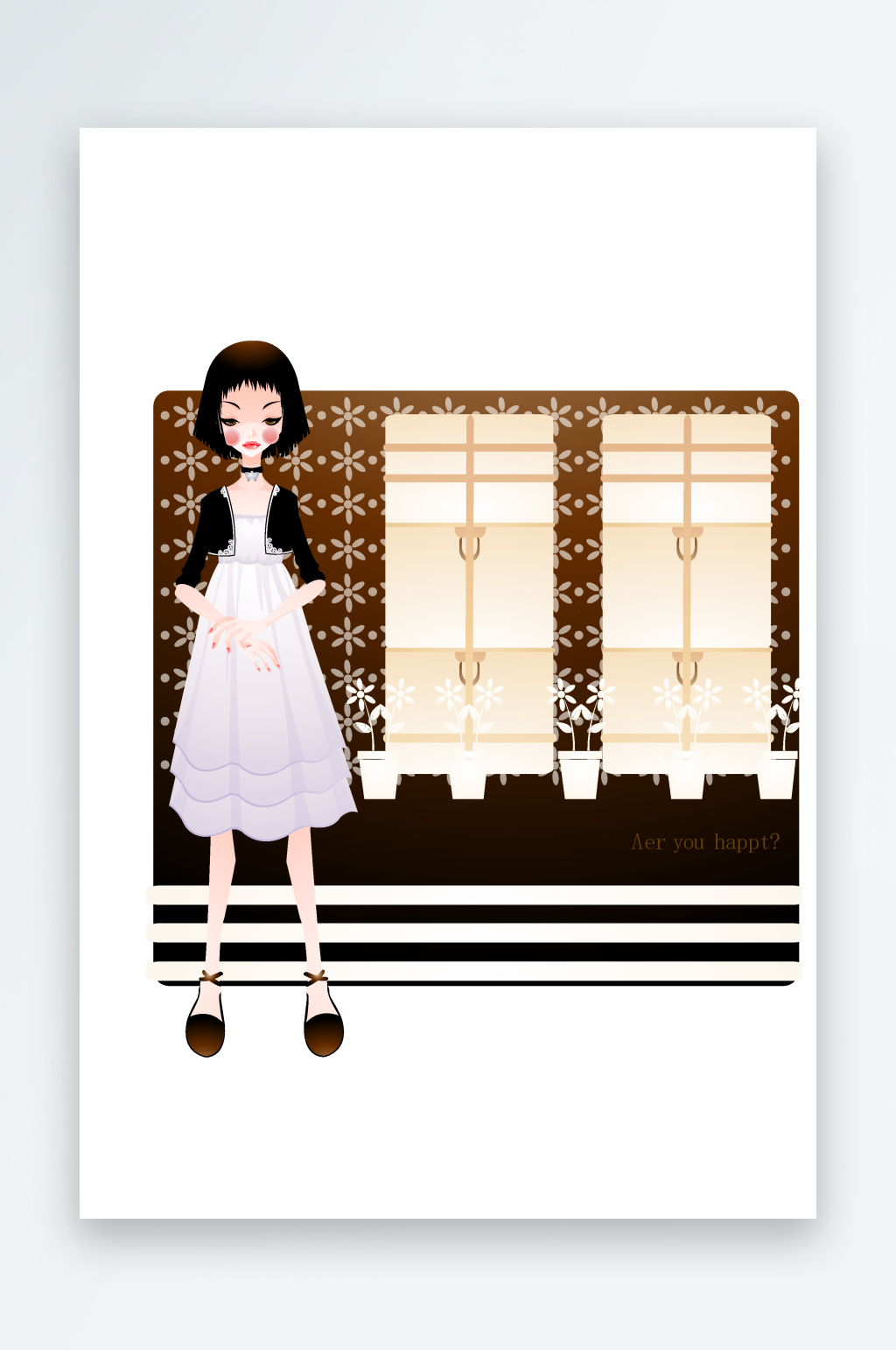 水彩女性矢量插画素材