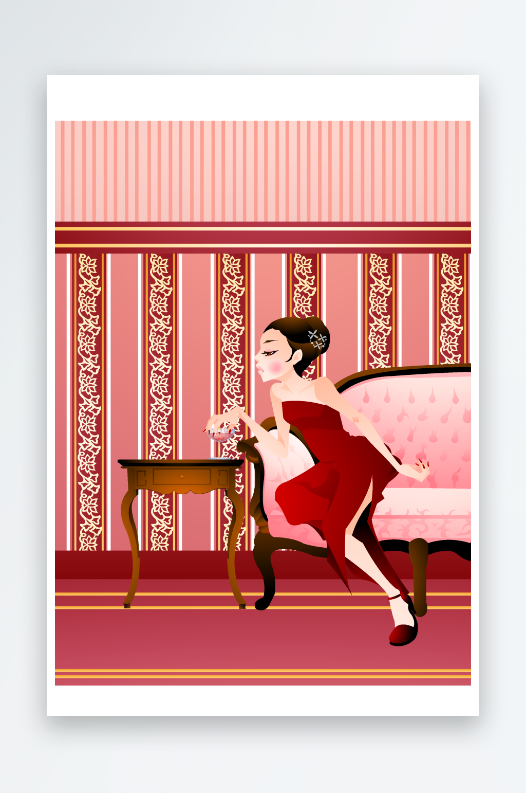 美女艺术矢量插画素材
