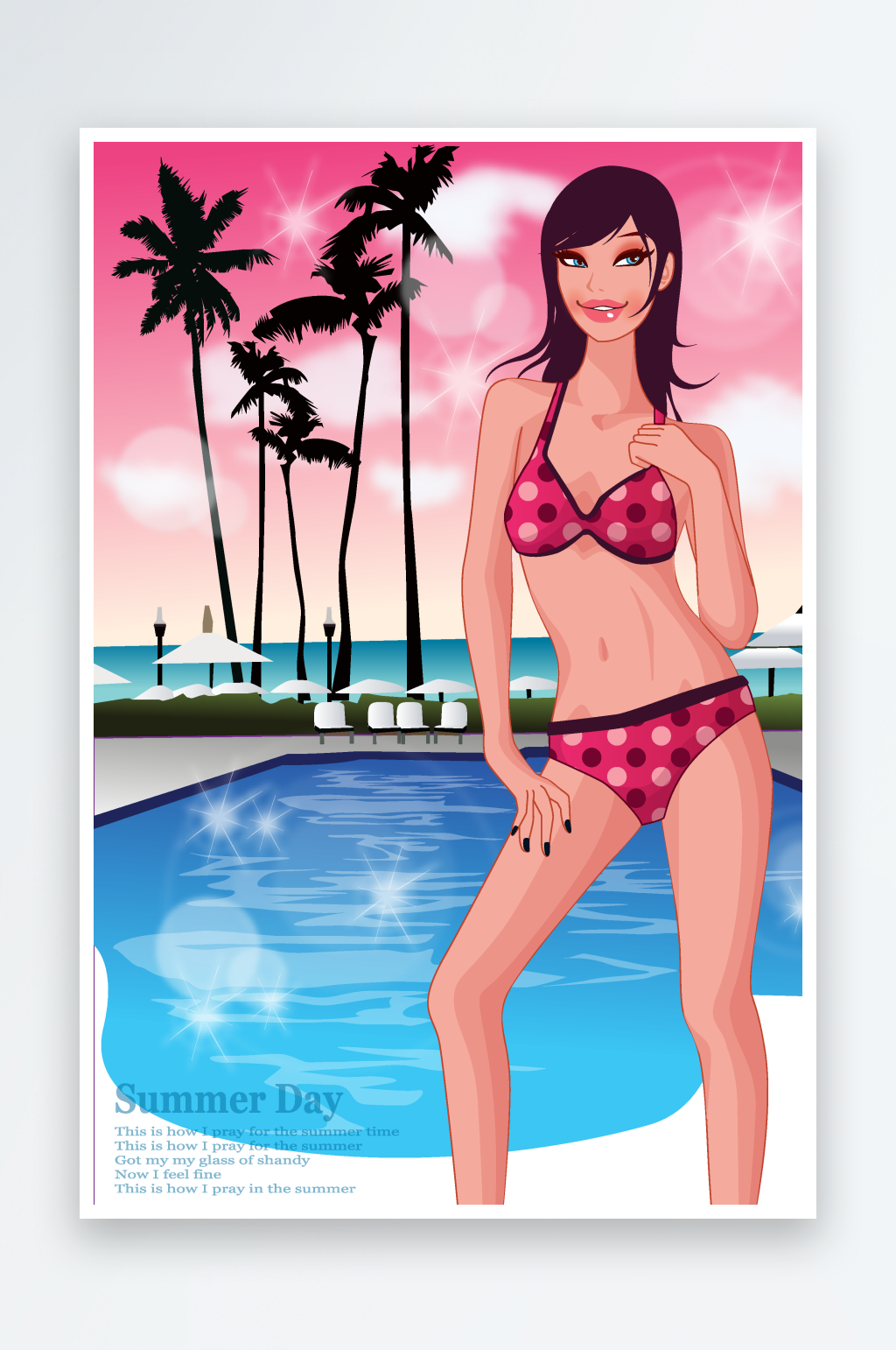 矢量美女性感插画挂画装饰画素材