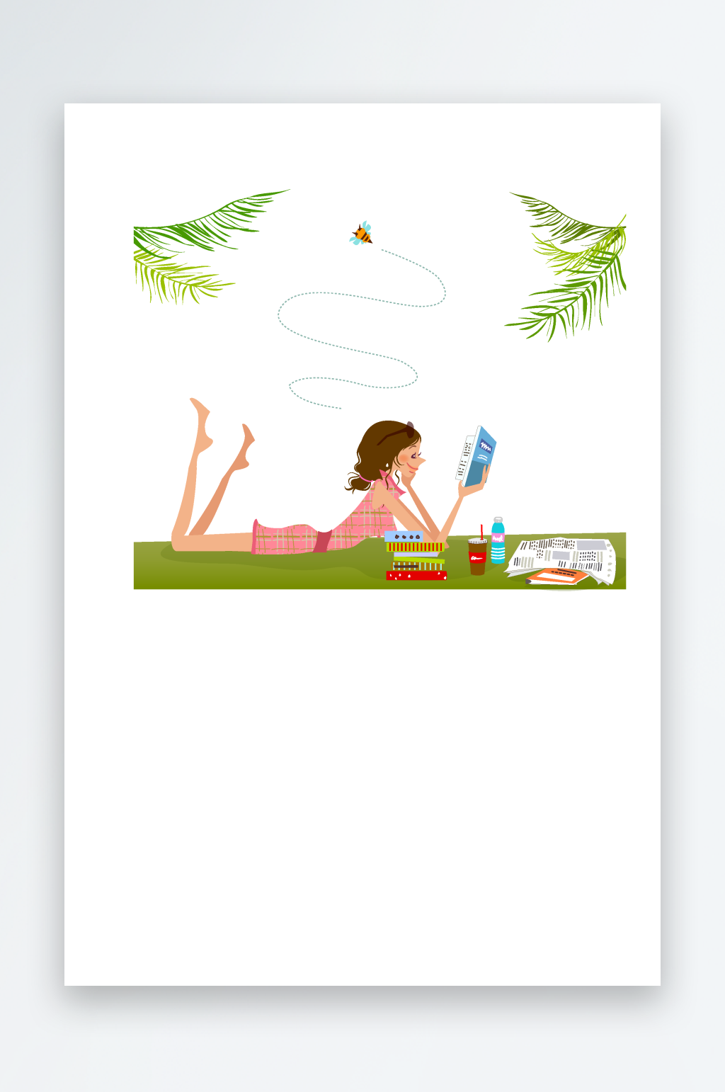 唯美女性插画风景画素材