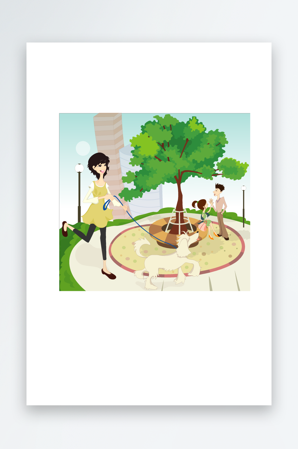 时尚派对男女插画风景画素材