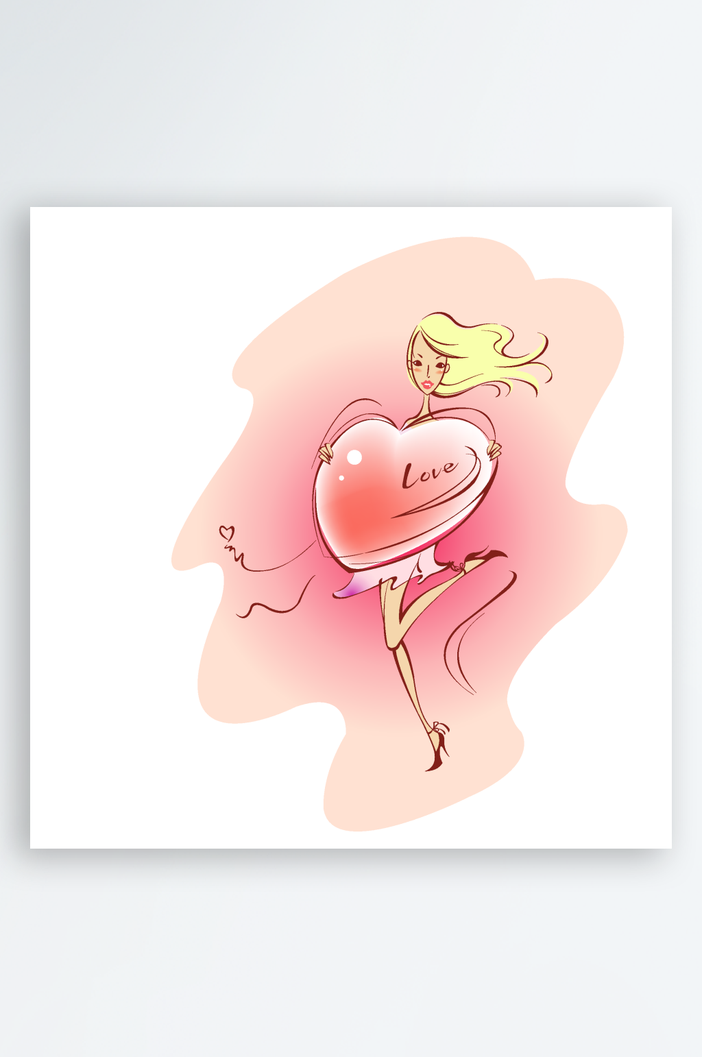 唯美水彩情侣插画风景画插画素材