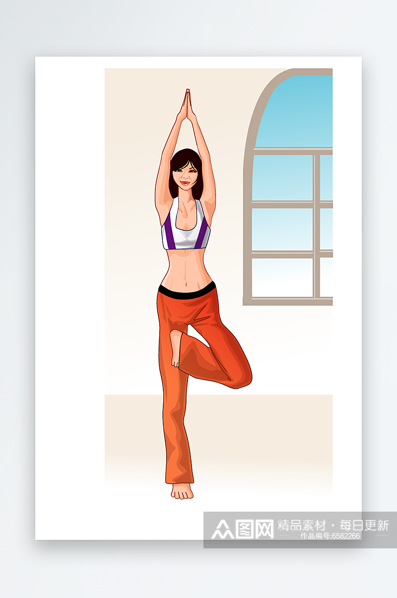 瑜伽健身女性插画素材