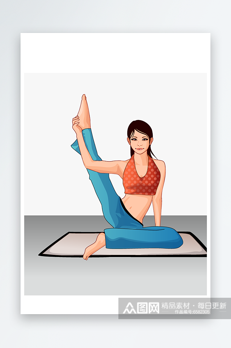 瑜伽健身女性插画素材