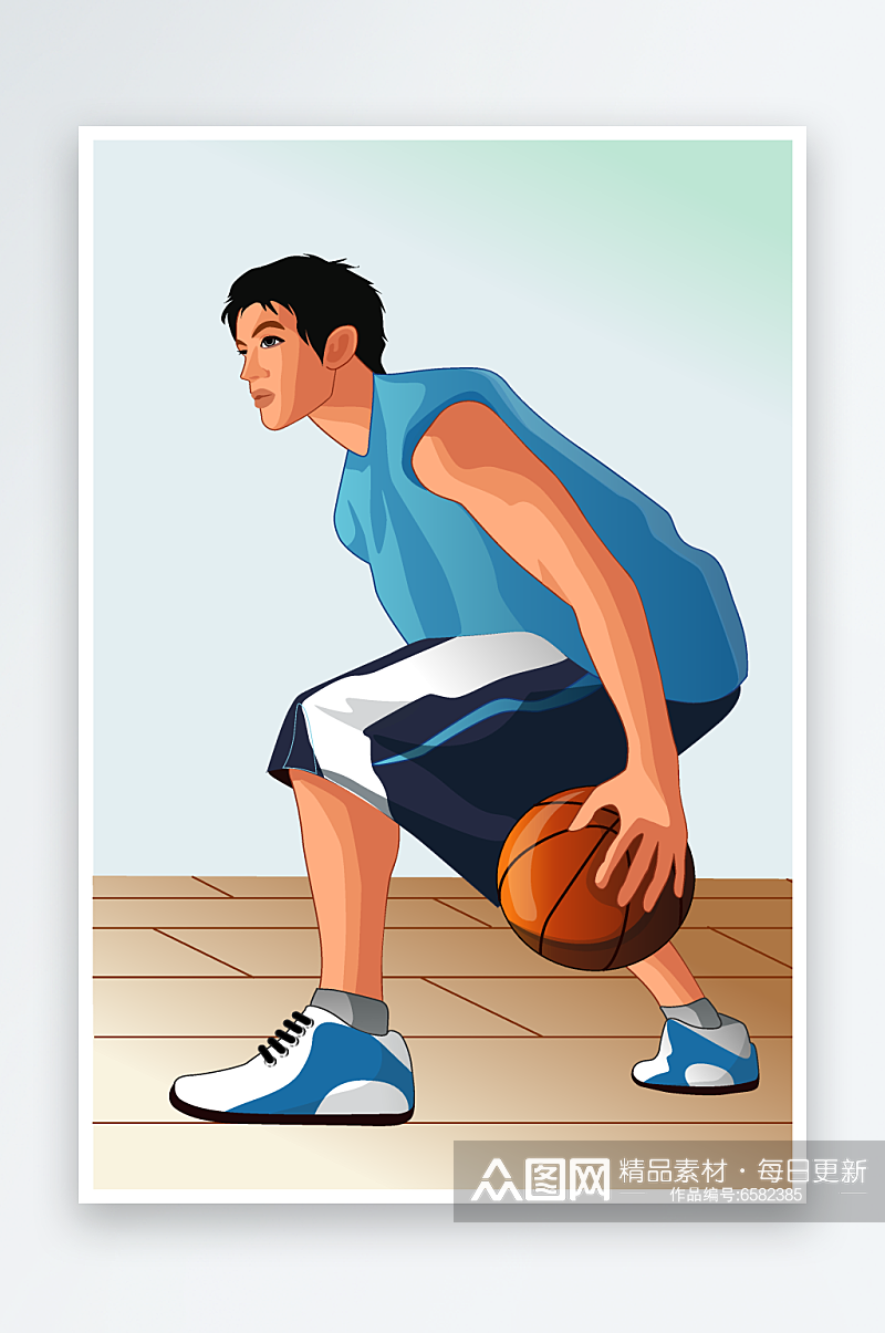 打篮球运动矢量插画素材