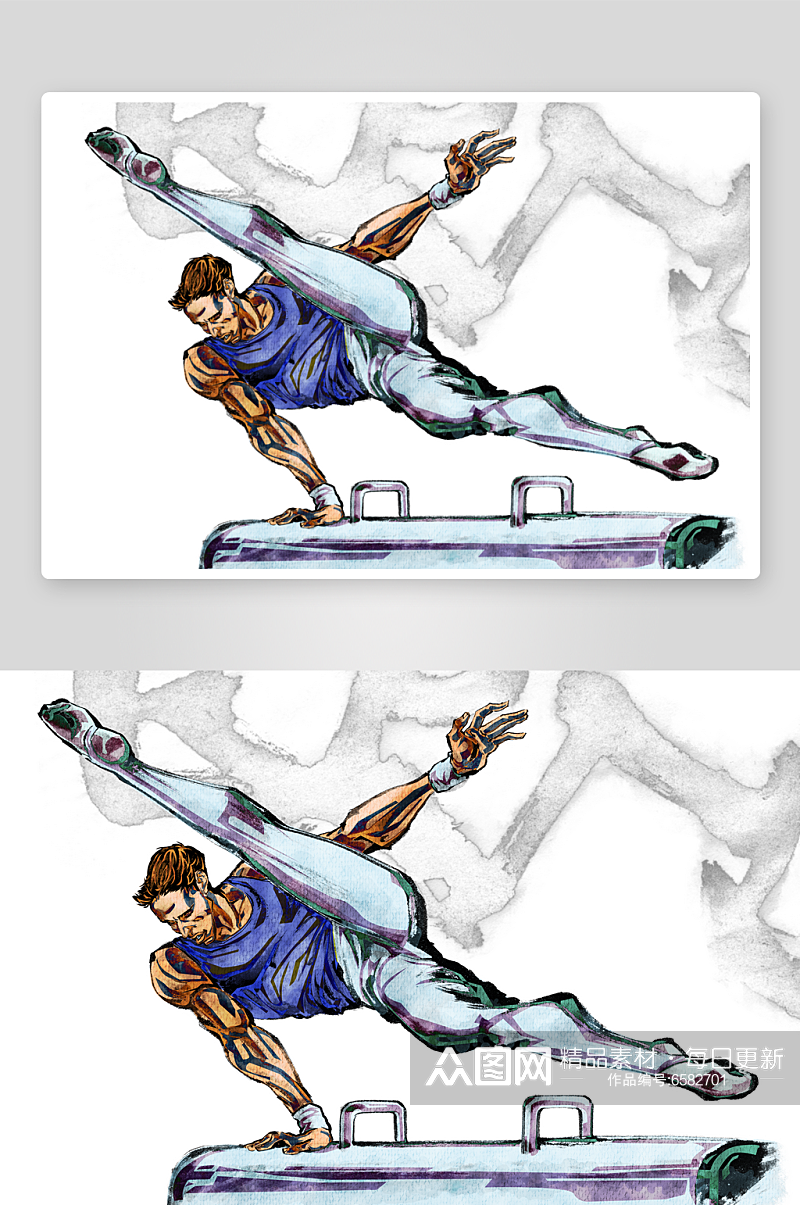 水彩运动员运动健将插画素材
