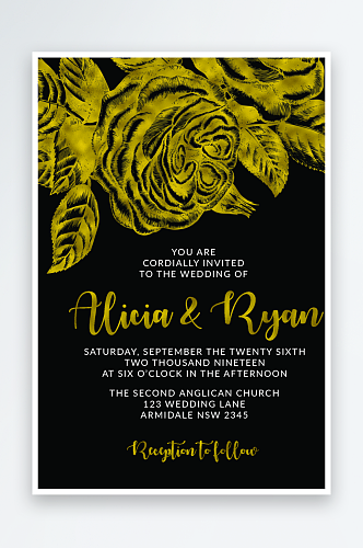 黑金色的玫瑰背景卡片素材