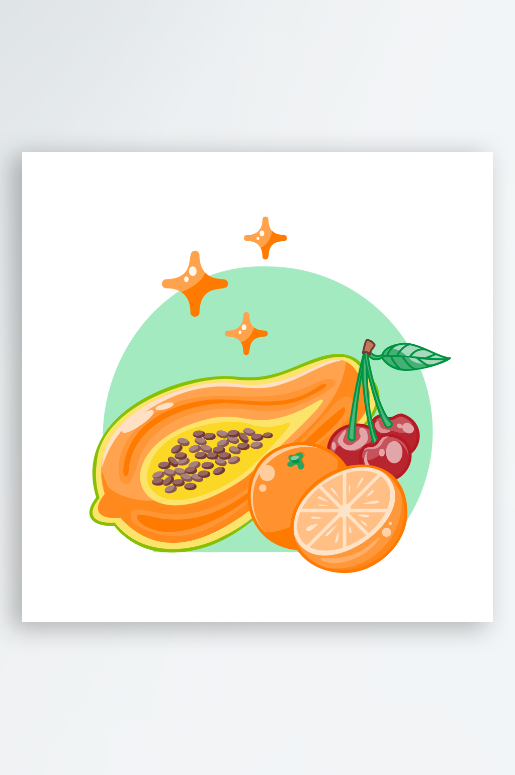 可爱水果元素卡通素材